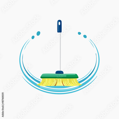 Cleaning brush with water splash, perfect for cleaning.