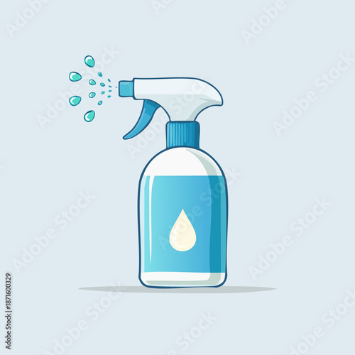 Cleaning Spray Bottle Dispensing Liquid Droplets.