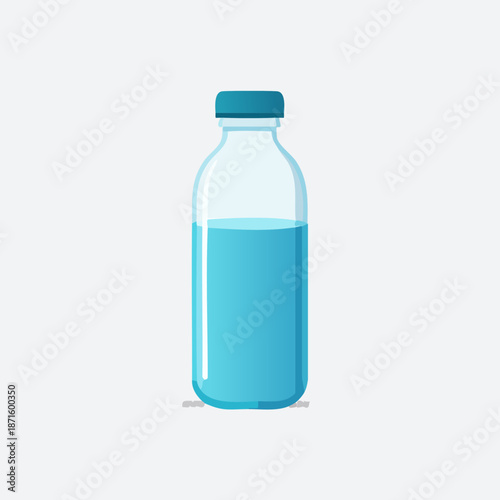 Clear Glass Bottle Filled With Blue Liquid.