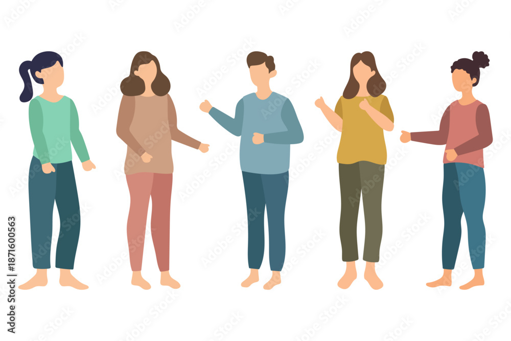 Fototapeta premium Group of People Standing and Talking Illustration