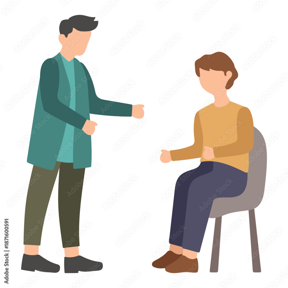 Obraz premium Man Counseling Seated Woman Illustration