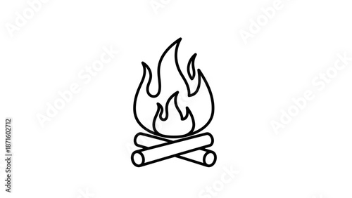 Simple line drawing of campfire.