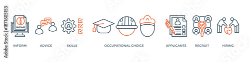 Job fair banner web icon vector illustration concept for employee recruitment and onboarding program with an icon of the information, advice, skills, occupational, applicants, recruit, and hiring