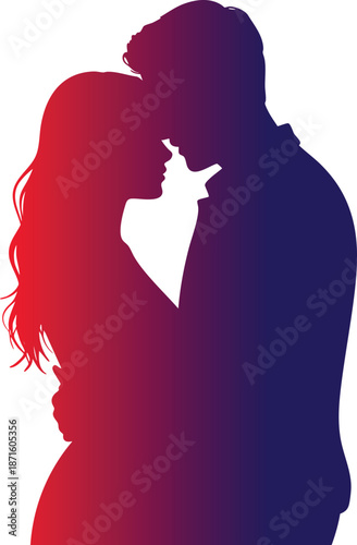 Silhouette of a couple embracing tenderly symbolizing love and affection perfect for romantic themes