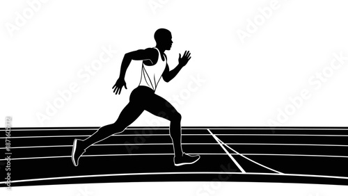 Man Running on a Track Fast.