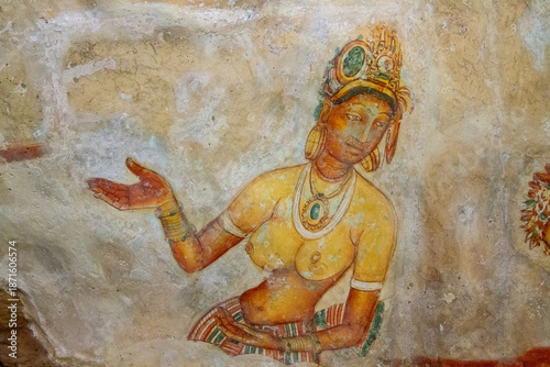 Εκτύπωση καμβά Ancient Sigiriya frescoes, located at the Sigiriya rock fortress in Sri Lanka