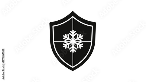 Black shield with snowflake emblem.
