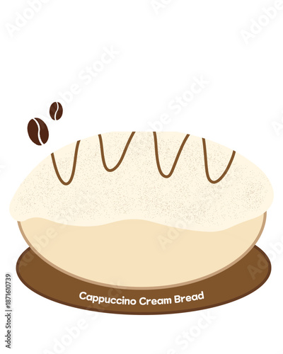 Bread with cappuccino cream on top, coffee bread, tiramisu flavour bun