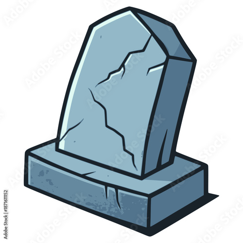 cartoon old tombstone grave flat color vector illustration template design