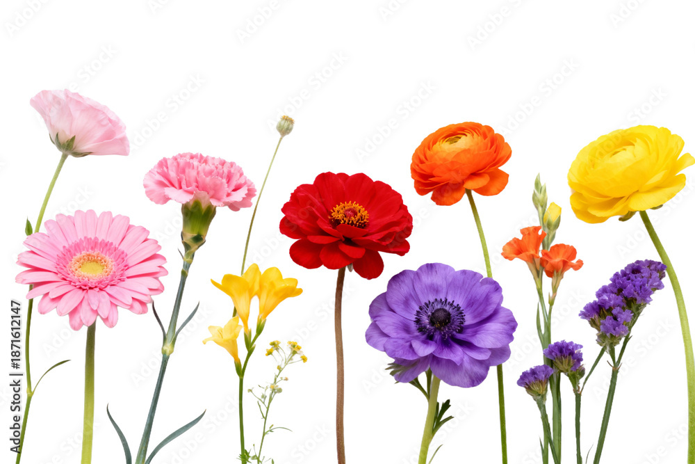 Obraz premium Colorful Assortment of Fresh Cut Flowers Arranged