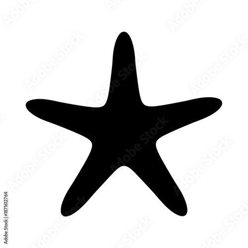 Starfish Sea Star Silhouette Vector Icon - Ocean Animal Black Shape on White Background - Minimalist Beach Symbol