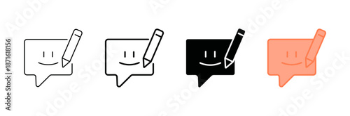 Set of minimalist message edit icons with transparent background, depicting communication symbols, user interface feedback, and online interaction tools, vector illustration