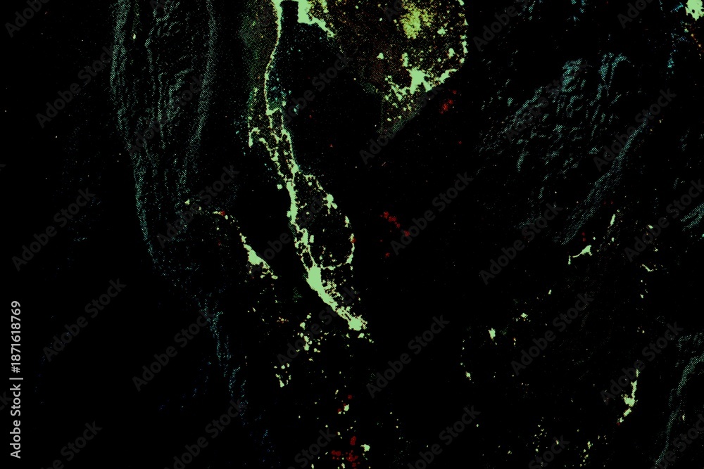 Obraz premium Silhouette of a zone of the globe. Aerial and top view illustration of the ground in green and black. Abstract background for pattern, paper, wallpaper or fabric. Map zone and earth.
