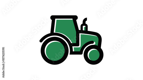 Green Tractor Icon Simple Design Element.