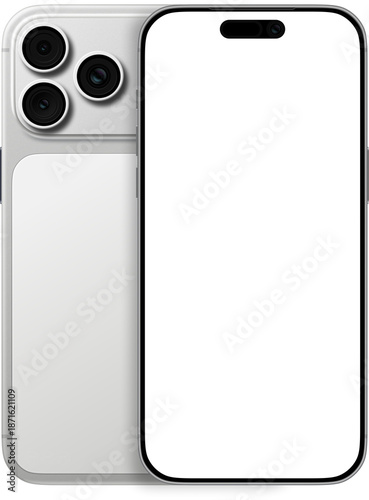 iPhone 17 Pro Front & Back Realistic Mockup Modern Smartphone Mockup with Blank Screen and Camera Array