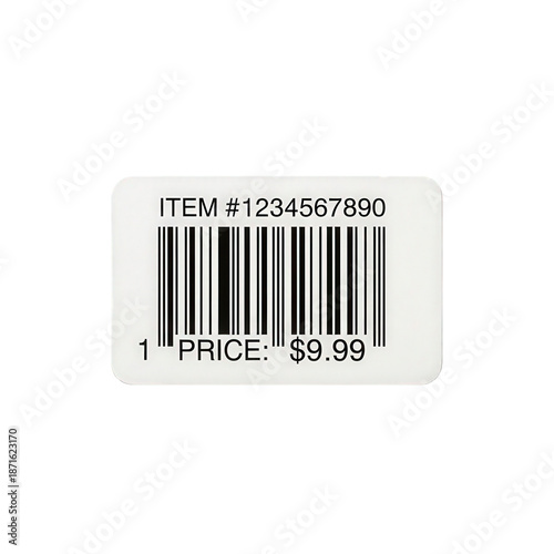 Bild auf Leinwand Barcode sticker with price tag and item number on black background