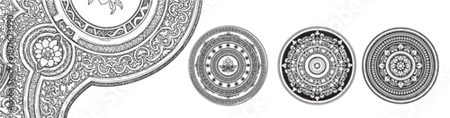 Ceiling rosette engraving illustration for interior design branding