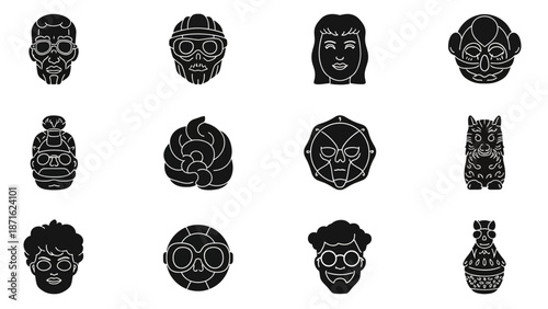 Collection of Unique Black and White Masks.