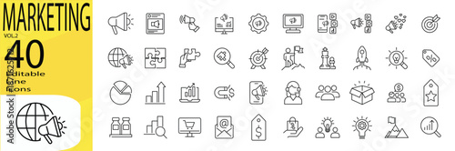 Marketing vol.2 icon set. Editable stroke.	