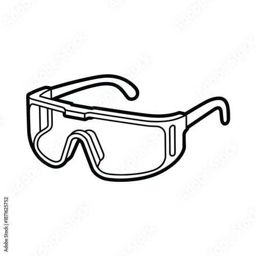 Safety Glasses Illustration: A close-up illustration of safety glasses, featuring a transparent protective lens and sturdy frames, symbolizing protection and safety in various industrial settings.