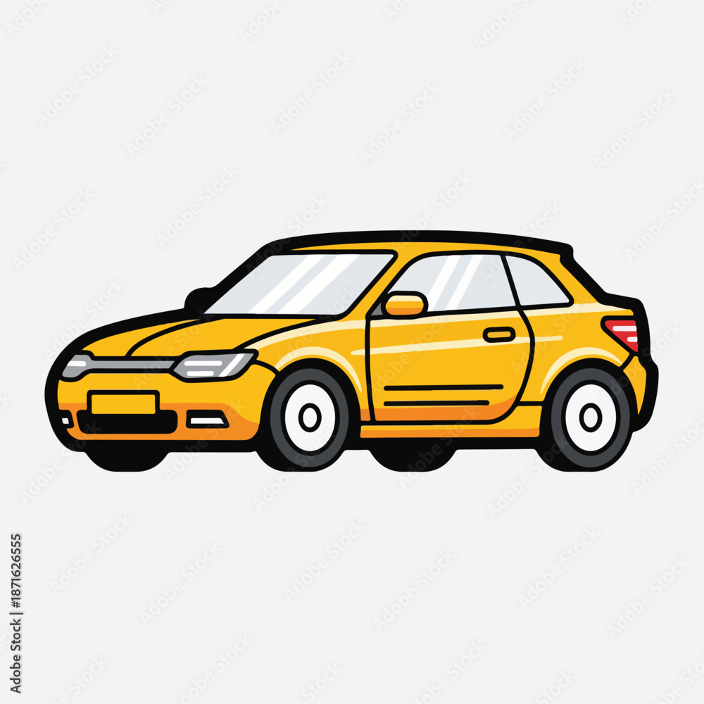 Fototapeta premium Yellow taxi cab isolated on white background cartoon illustration