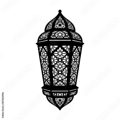 Intricate traditional Moroccan lantern with ornamental metalwork illuminated