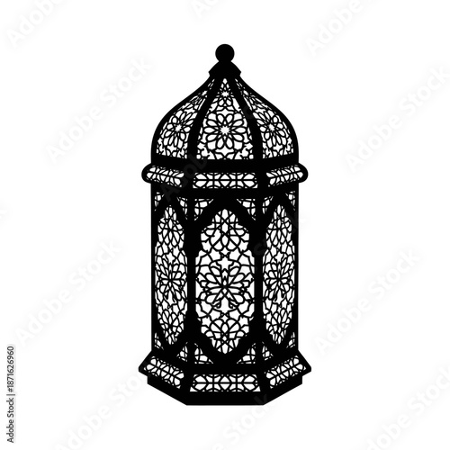 Intricate traditional lantern with ornate metal lattice design showcasing