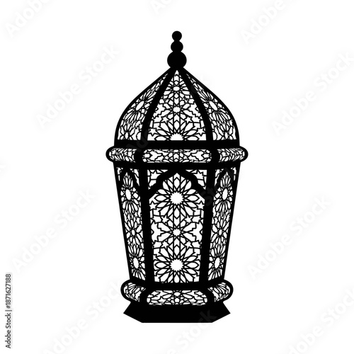 Intricate traditional lantern silhouette showcasing detailed craftsmanship and