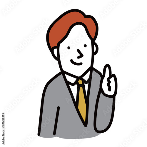 いいねする男性　企業で働くビジネスマン　イラストアバター