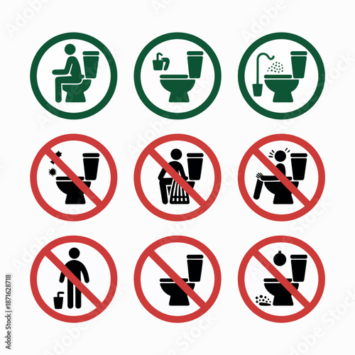 Proper and improper toilet use signs for public restrooms Free Download Proper and improper toilet use signs for public restrooms - GFXLoad