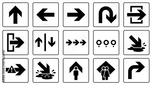 Vector icons Collection of Various Directional Arrows and Symbols on White Background. EPS Editable