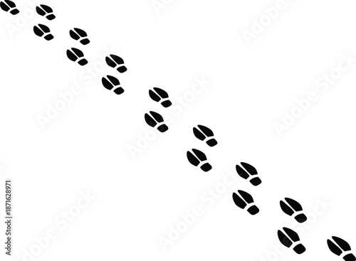 Black animal hoof prints silhouette vector illustration, isolated deer or cow track path icons for hunting, wildlife nature and farming.