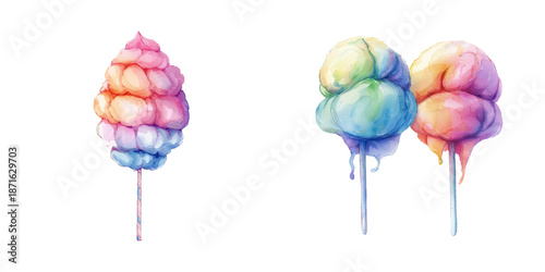 cotton candy watercolor vector illustration