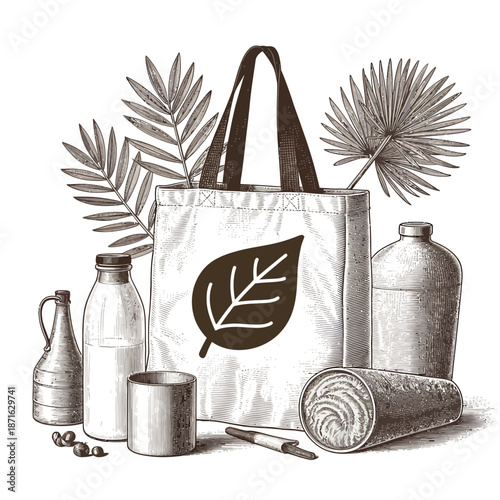 Eco friendly products and reusable bag with leaf design