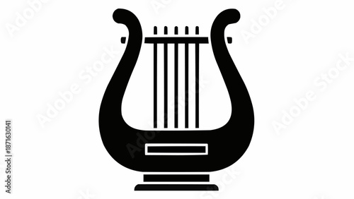 Ancient Lyre Musical Instrument Silhouette.