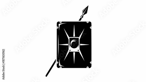 Ancient Roman legionary shield and spear icon.