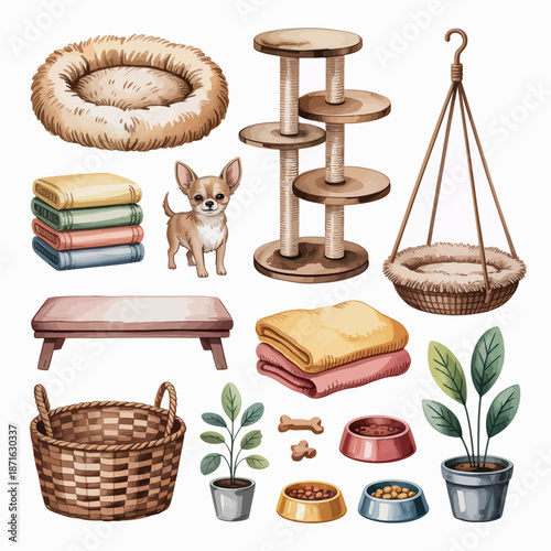 Cozy pet accessories and furniture for a comfortable home