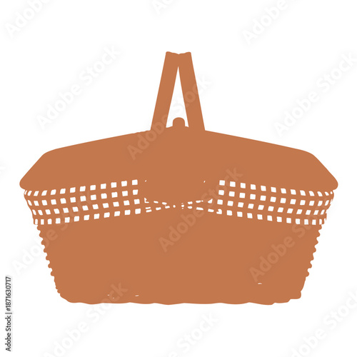 Simple brown wicker basket with handle