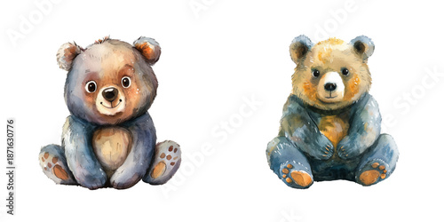 cute bear watercolor vector illustration