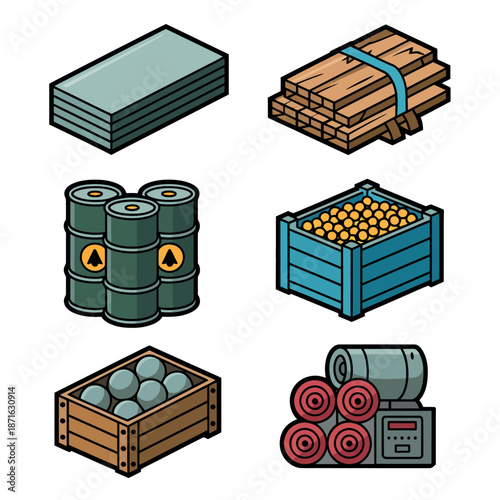 Various industrial materials and supplies for manufacturing