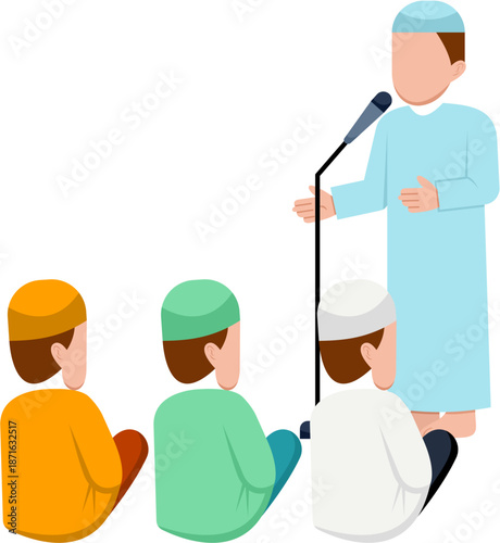 Muslim Man Giving Speech Illustration