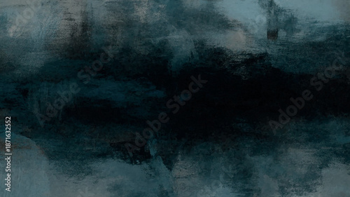 Abstract art piece with dark blue and black watercolor textures