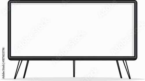 Blank horizontal billboard or advertising sign on a stand, isolated vector illustration with empty white copy space template