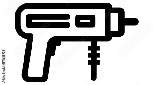 Outline icon of an electric power drill, a versatile hand tool for construction, DIY, and home improvement projects
