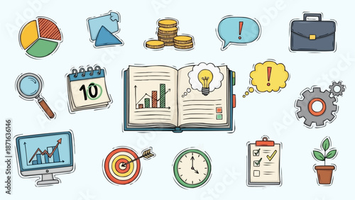Business and Finance Doodle Icons Collection.