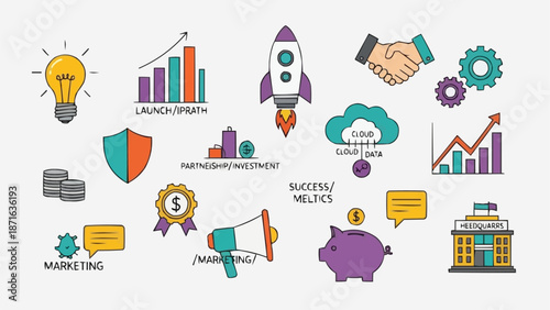 Business and Finance Icons Collection for Startup Growth.
