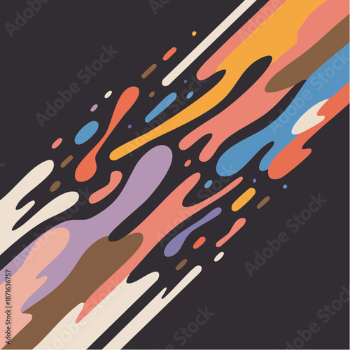 streaks of kinetic color: diagonal waves of fluid motion collide in a dark field of abstract digital intensity