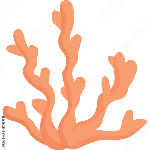 Stylized Orange Coral Branch