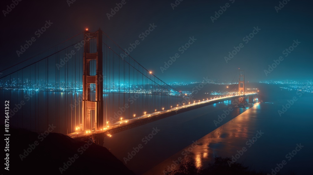 Fototapeta premium Golden Gate Bridge Night Skyline