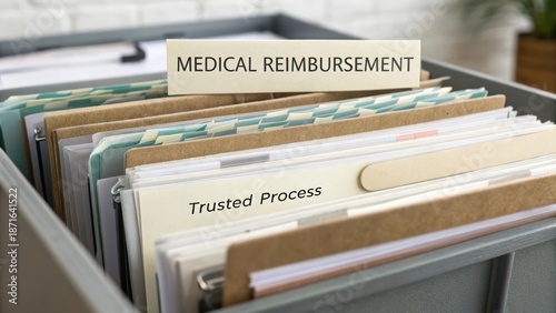Organized Medical Paperwork in Storage Box for Reimbursement Processes and Efficient Documentation Management